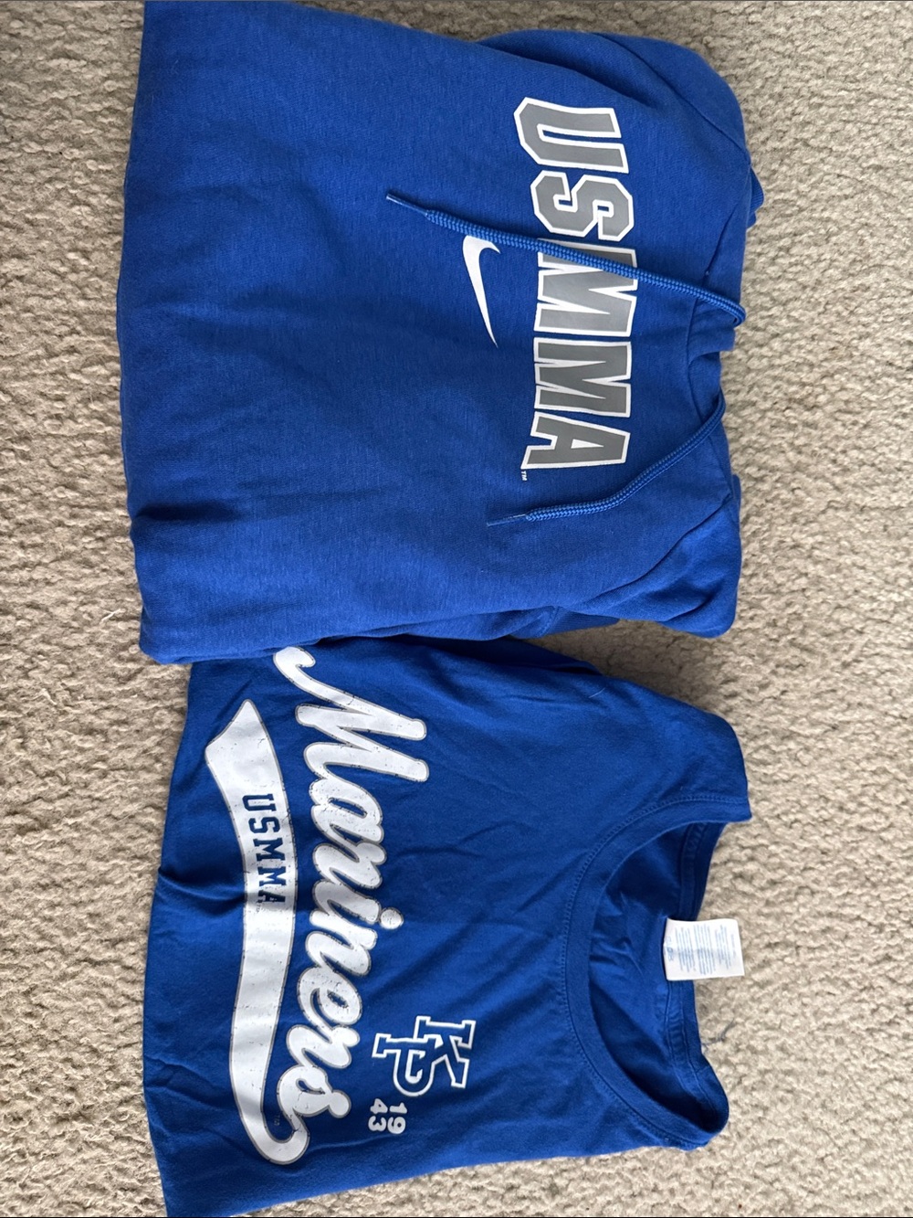 Nike Women’s Royal Blue USMMA Hooded Sweatshirt & Mariners T-Shirt